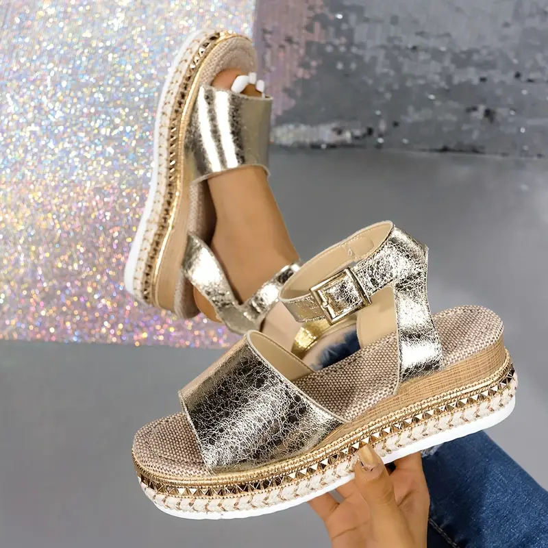 womens summer wedge sandals ankle buckle buckle fashionable comfortable soft sole comfort slingback vacation shoes details 0