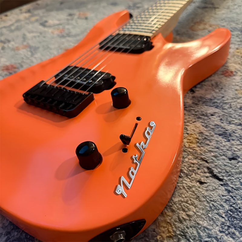 E-shop [Personalisiert] Edelstahl Namensschild Logo mit Namen, individuelles Metall Gitarren Logo Abzeichen, Gitarren Dekorationsetikett, perfektes