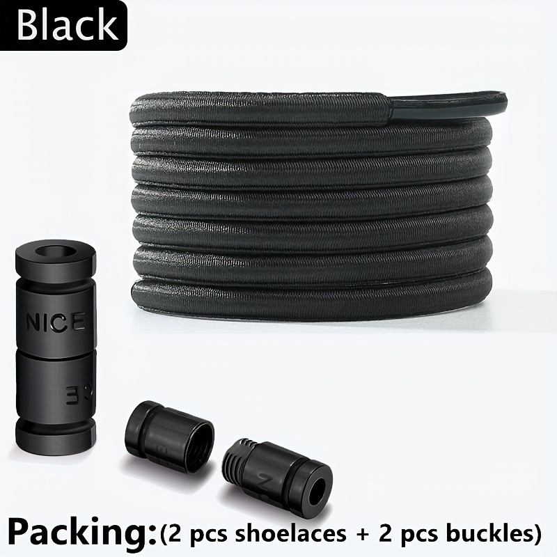 TEMU 2pcs Shoelace + 2pcs Shoe Buckle No-tie Trendy Shoelace Sports Casual Shoes Unisex Style Semi-circular Shoelace Letter Shoelace