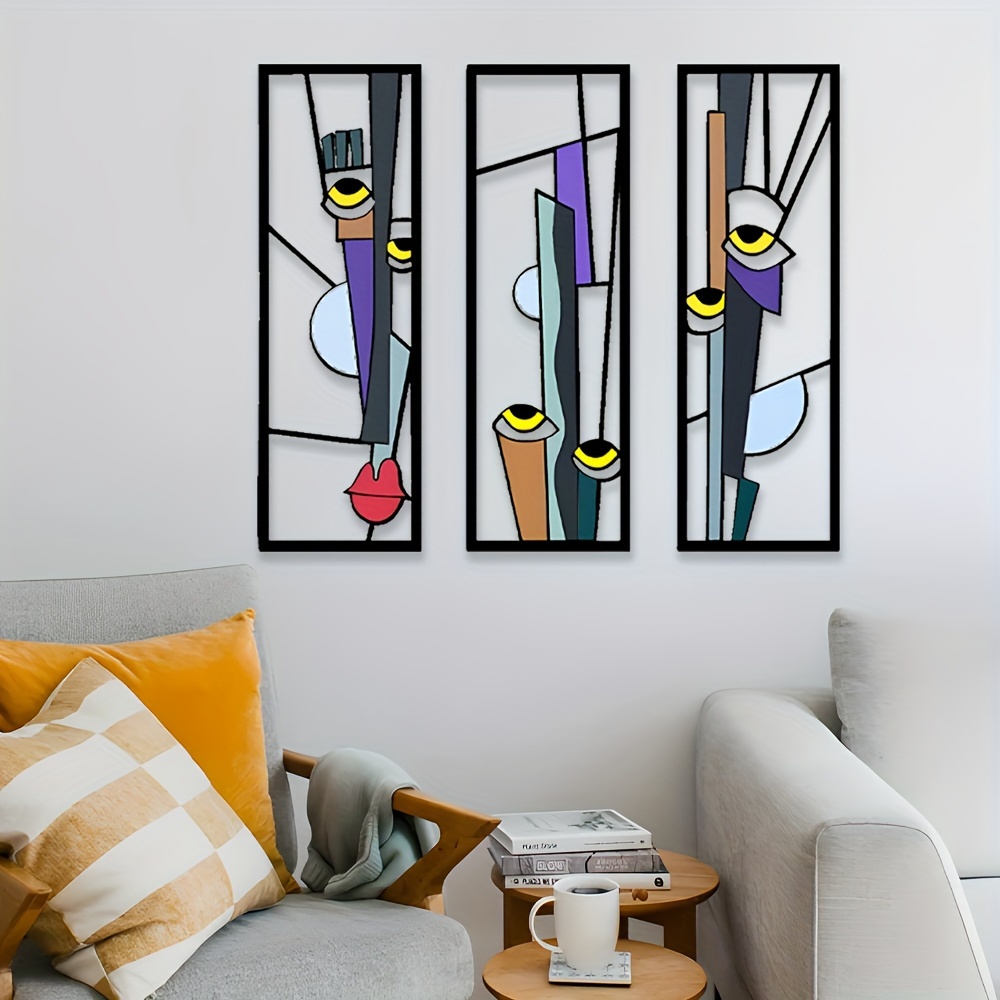2d flat 3pcs set noodle line acrylic wall art colorful acrylic wall decor minimalist line art unique wall decoration colorful art   decor