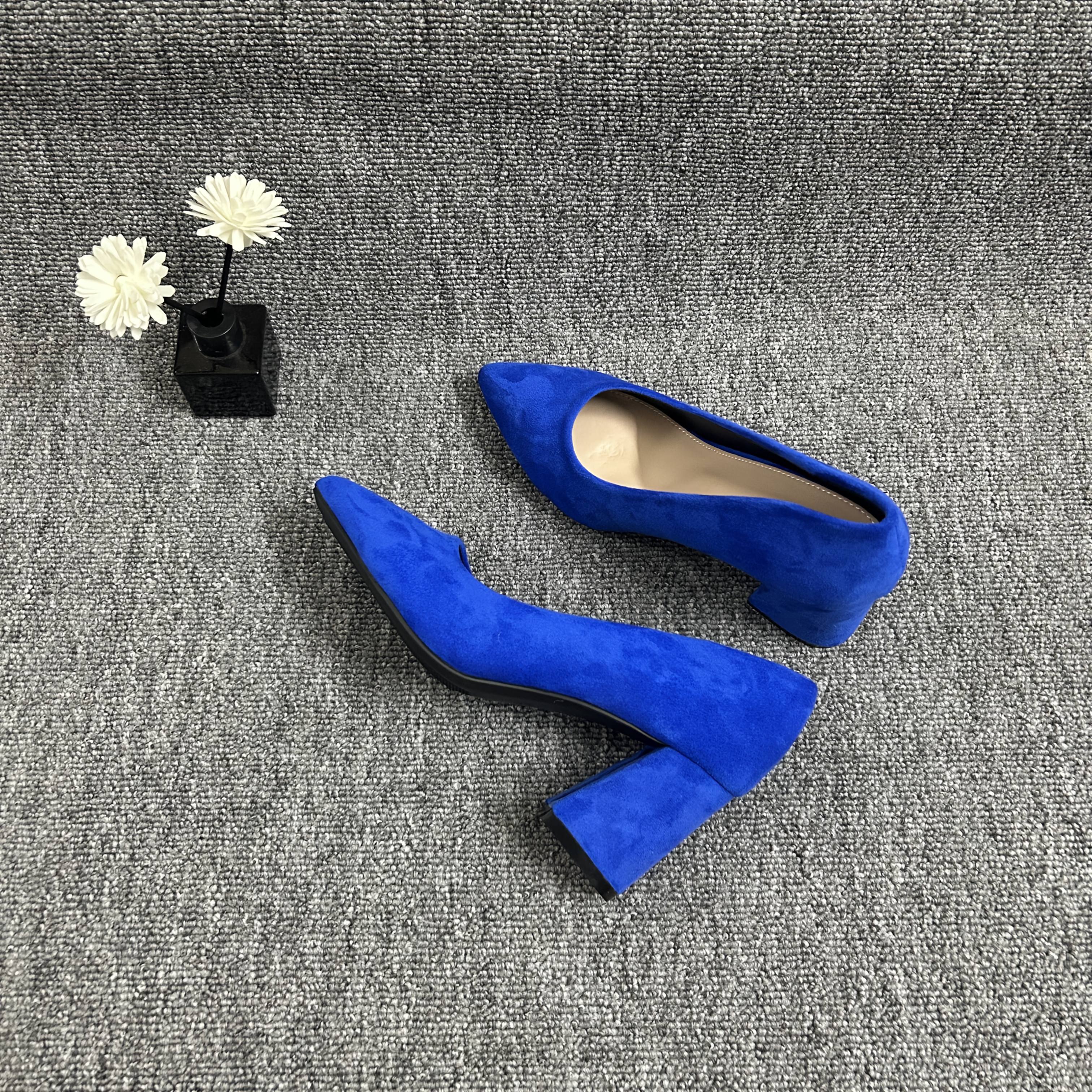 women's royal blue cover high heels block heel Temu Ireland