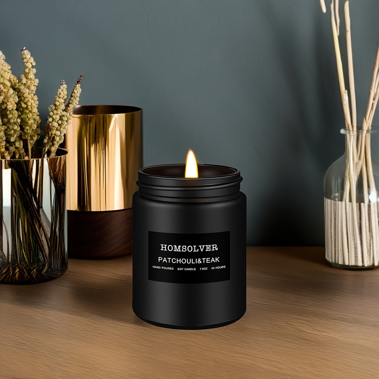 

Scented Candles For Men, Patchouli & Teak Candles, Natural Soy Candles, Home Decor Candle, 50 Hour Burn, Candles For Home Scented, Patchouli Candle In Black Jar