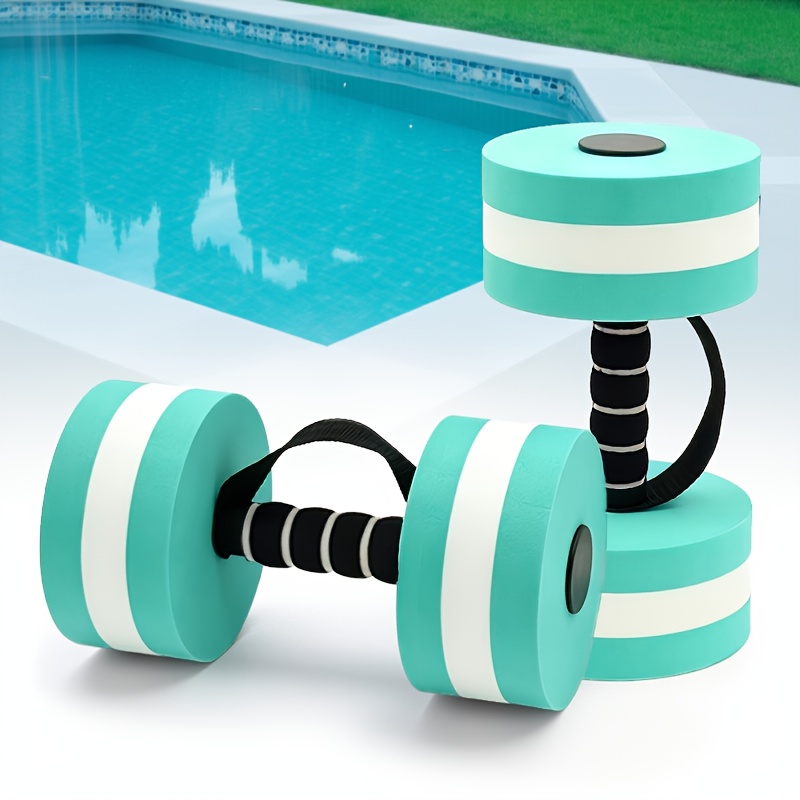 TEMU 2pcs Set Of Water-resistant Pool Dumbbells For Swimming And Fitness — Eva Foam Water-resistant Dumbbells With , Barbell Equipment