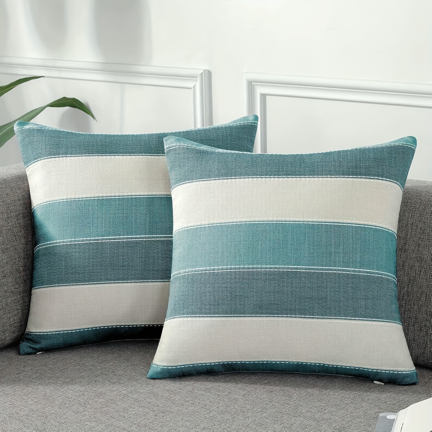 TEMU 2 pezzi, Lino, Stile Minimalista Moderno con Cuscini Decorativi Multicolore, con Chiusura a Zip, per Esterno, Stile , Letto, , Cuscino Auto e