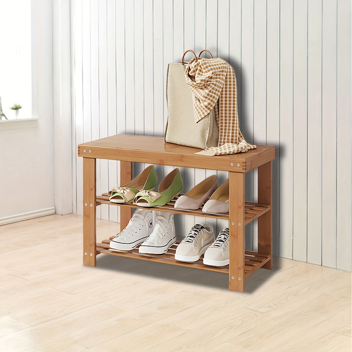 tier shoe organizer bench heavy duty freestanding entryway