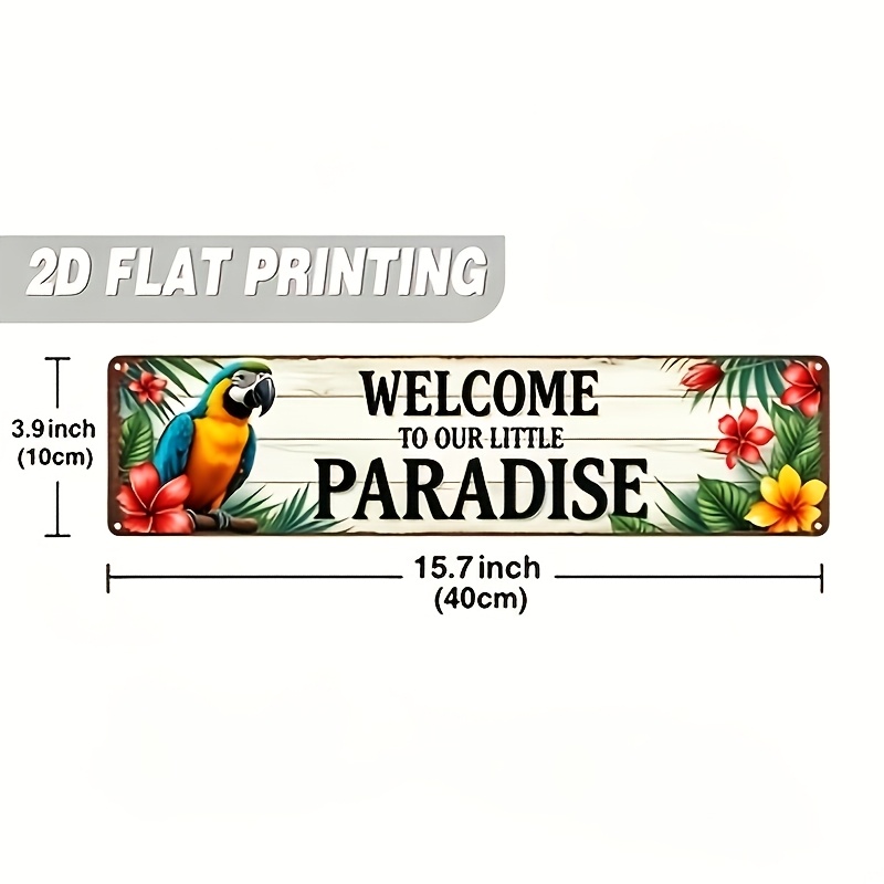 TEMU Plat 2D, Motif Imprimé sur Bois Plat 2D, 1 pièce de Panneau de Style Ferme « dans Notre » - Décoration Murale Perroquet Tropical et Floral, ,