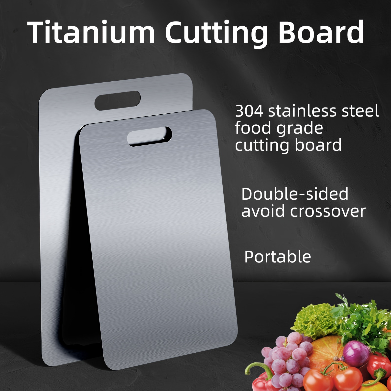 

Premium 304 Stainless Steel Cutting Board, Double-sided, Food Grade, Easy To Clean, Metal Chopping Board For Meat, Vegetables, Fruits - Kitchen Essential