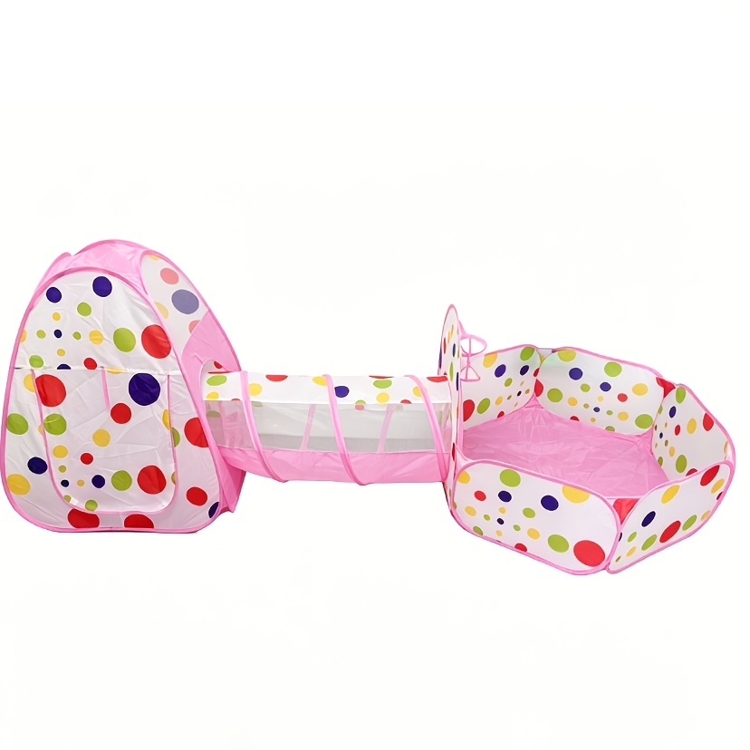 Image of Princess Play Tent For Girls, Kids Pop Up Playhouse With Tunnel & Ball Pit, Portable Indoor Outdoor Tent For Toddlers