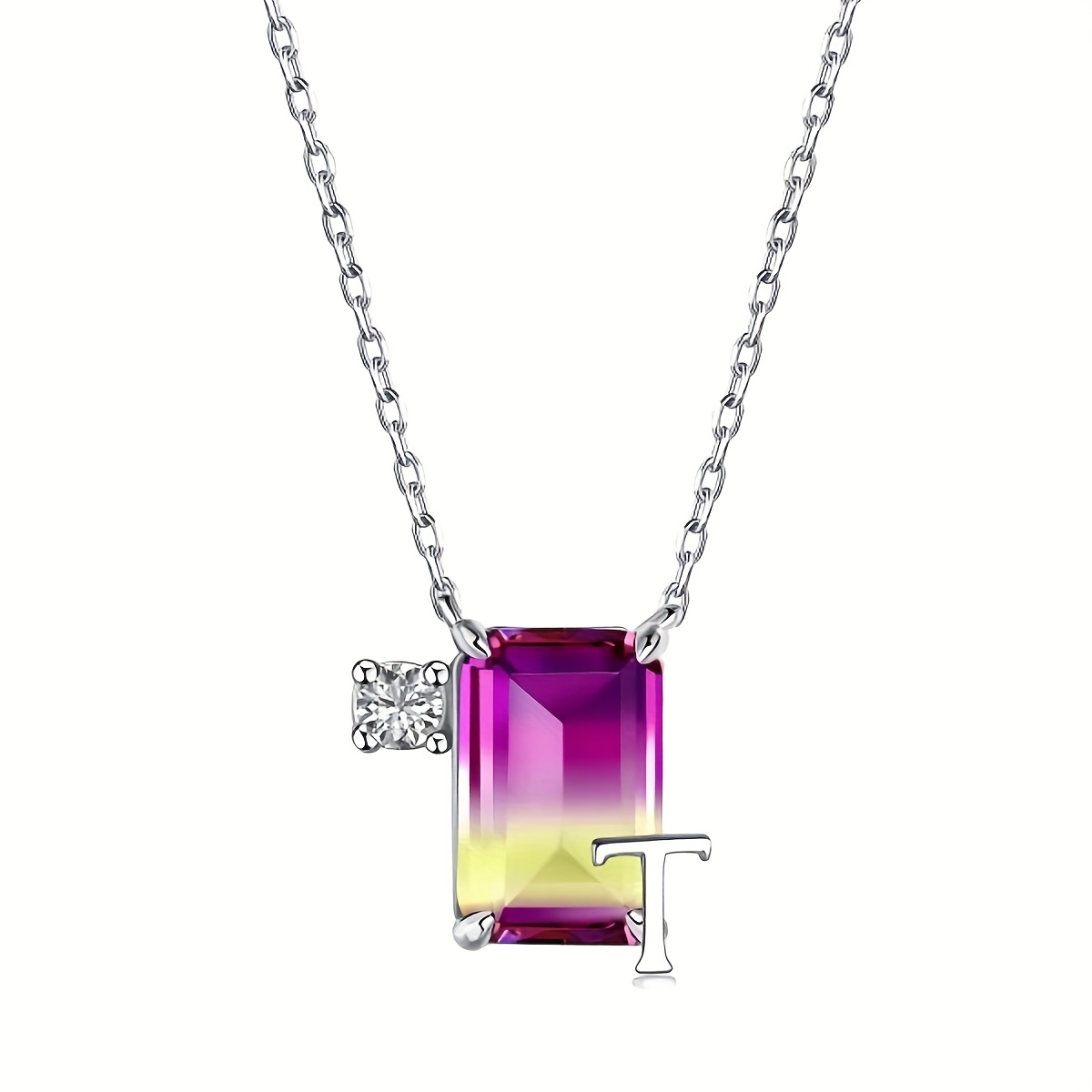Women's Sterling Silver Alphabet Initial Letter Pendant Necklace