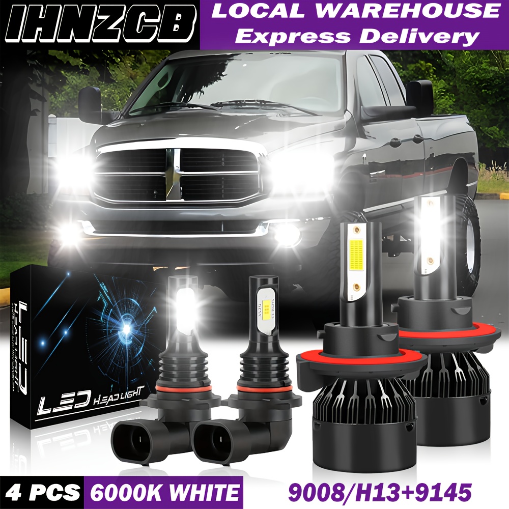 TEMU For 2006 2007 2008 For For 1500 2500 3500 Led Headlight Fog Light Bulbs Kit, Without Battery