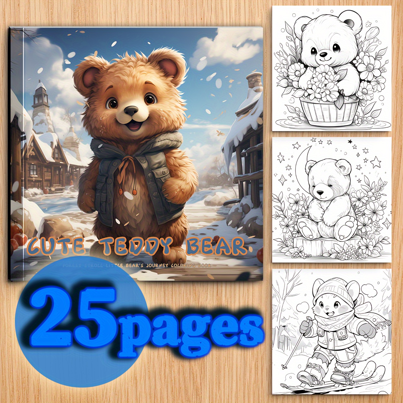 

1pc Cute Teddy Bear Theme Coloring Books, Thickened 25 Pages Relieve Stress Ynester Coloring Book For Party Ther Festival Birthday Party School Starts Gift