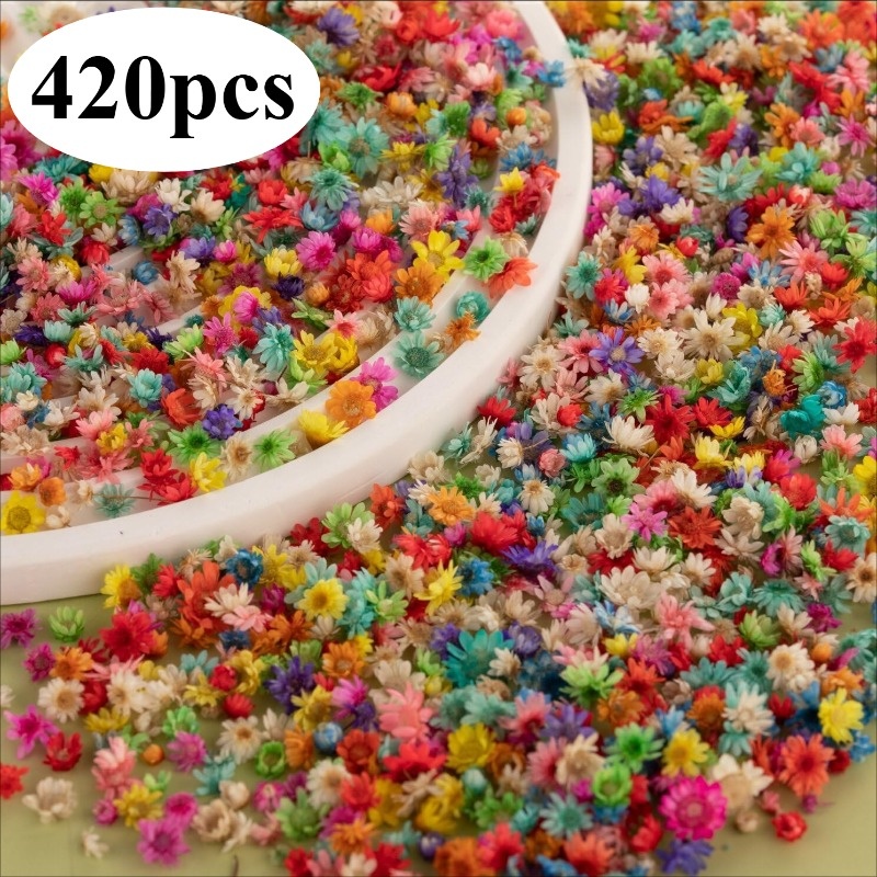TEMU 420pcs Artificial Flower Heads, Suitable For Handicrafts, Mini Flower Heads For Resin Molding, Ideal For Earrings, Epoxy Resin Molds, Candle And