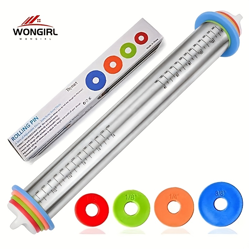 

Wongir Adjustable Stainless Steel Rolling Pin Set With Silicone Baking Mat - Effortless Dough Rolling & Shaping, Ideal For Holidays &