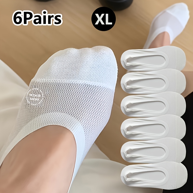TEMU Lot de 6 paires de chaussettes invisibles en respirante, ultra-fines avec antidérapante en , chaussettes décontractées adaptées à un , pour