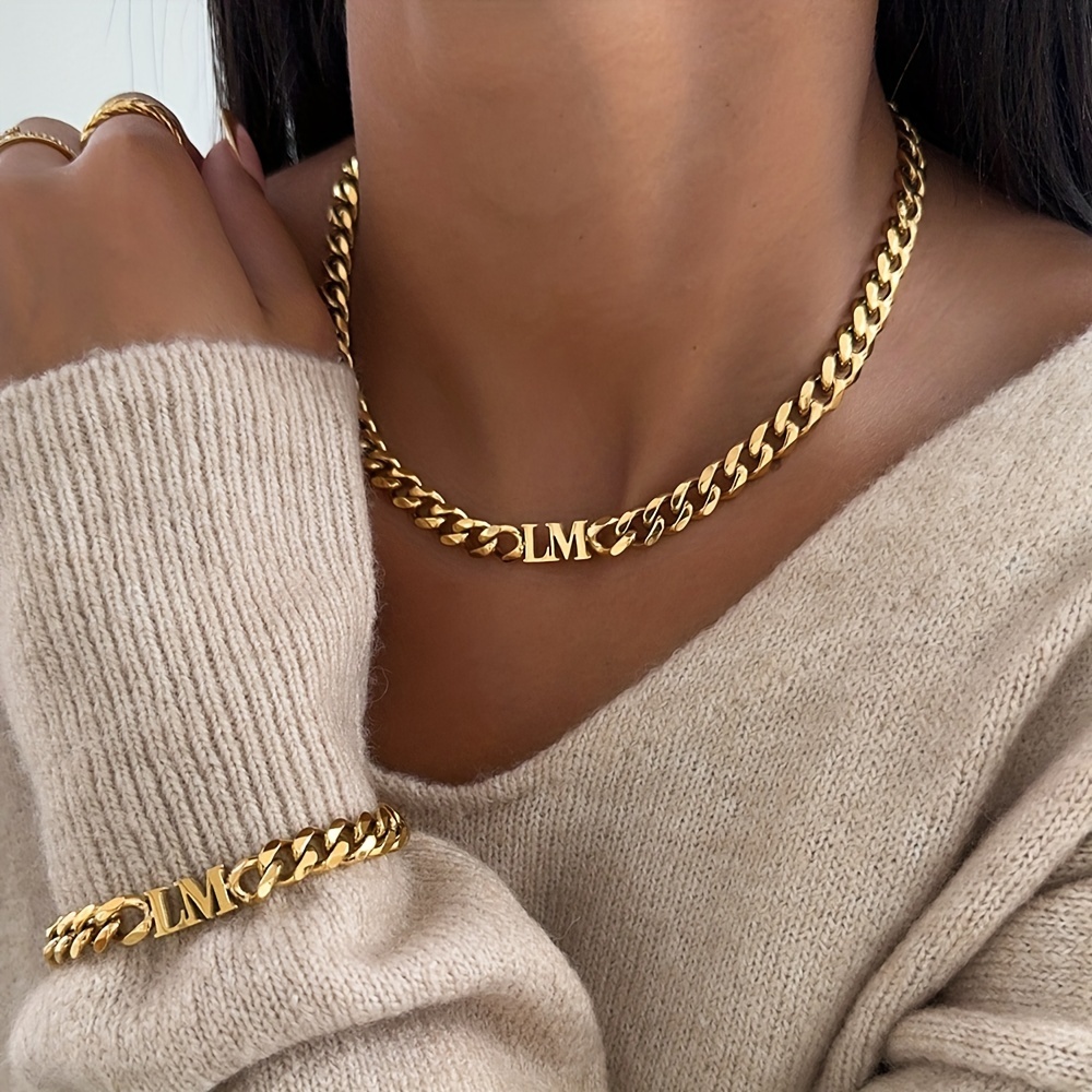 Custom 18k Cuban Chain with Personalized Name Women's Jewelry