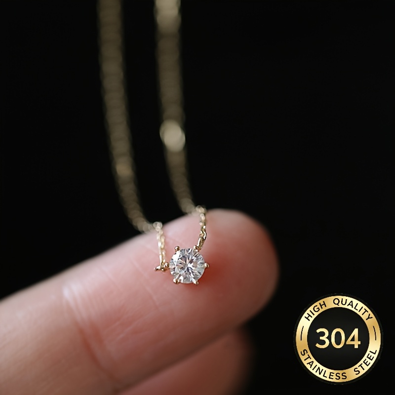 TEMU Collier avec pendentif en acier inoxydable, synthétique, facile et élégant pour femmes, bijou confortable et polyvalent. Convient pour un , les