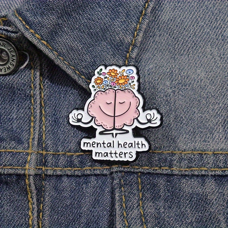 

Qihoo Cute Mental Health Brain Flower Enamel Lapel Pin - Zinc Alloy Charm Brooch For Backpacks, Collars, No Mosaic - Inspirational Gift