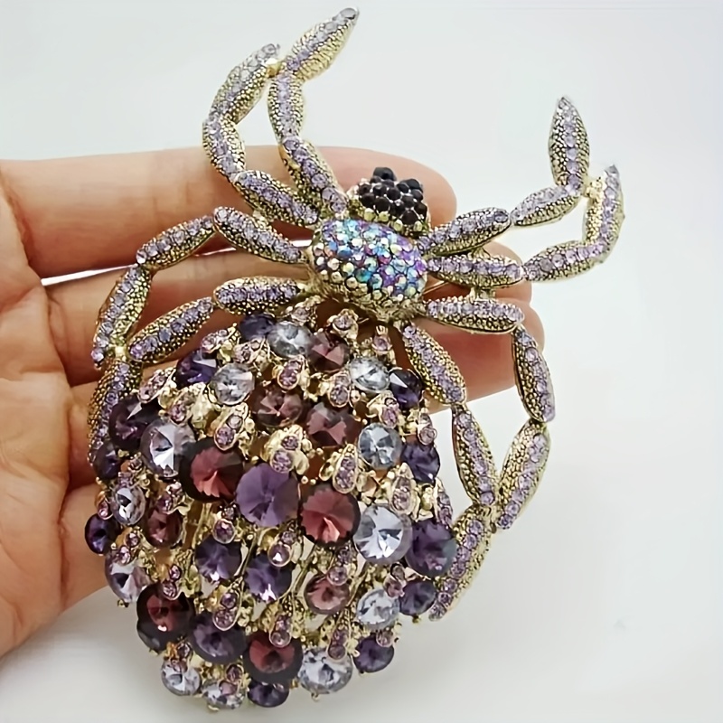 

Fashionable Luxury Purple Synthetic Zirconia Spider Brooch Exaggerated Accessories Suitable For Suit Coats Valentine's Day Party Accessories