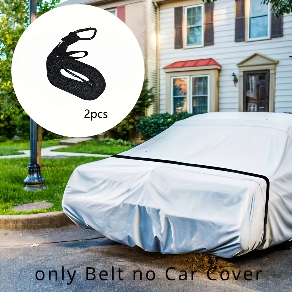 TEMU 2pcs Heavy-duty Adjustable Car Hood And Cover Straps With Locking Buckles - Windproof Vehicle, White/black - Anti-theft Locking System For Suvs,