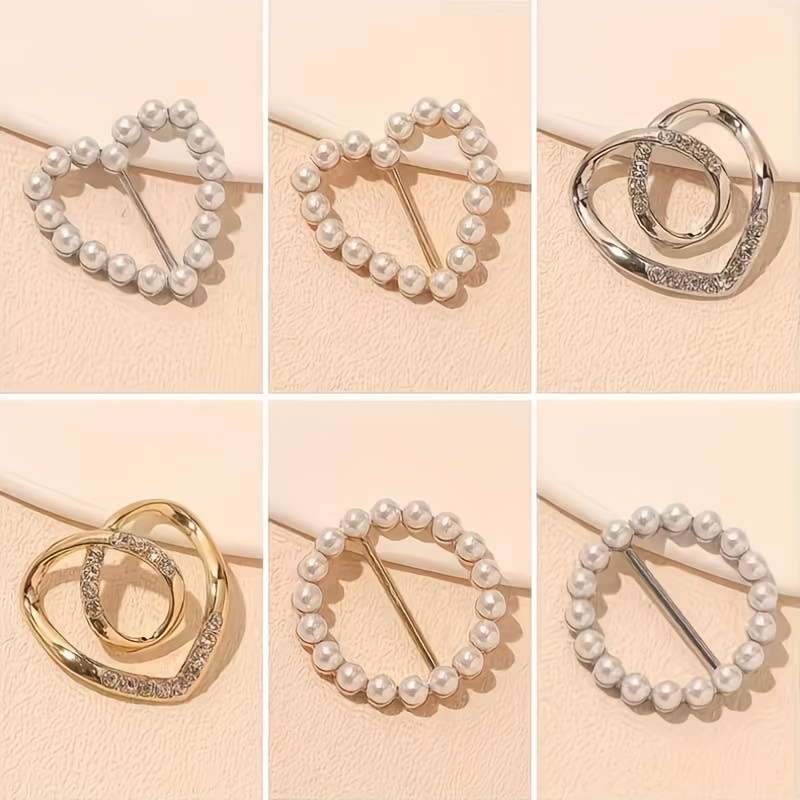 TEMU 6 Clips de T-shirt Étincelants en Strass - Avec un Design de Bouton Creux Élégant avec des Agrafes en Alliage Doré, Adaptés aux T-shirts, Robes
