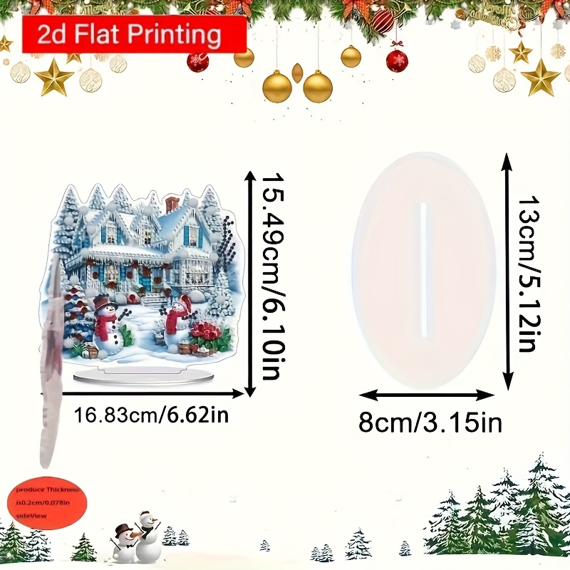 TEMU Décoration de bureau plate 2D adaptée à toutes , avec de jolis de Noël de dessin , des bonhommes de neige et des maisons de neige - un kit de