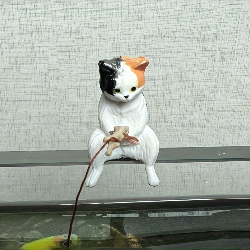 Cat Fishing Ornament Plastic Statue Art Craft Exquisite Mini - Temu Bahrain