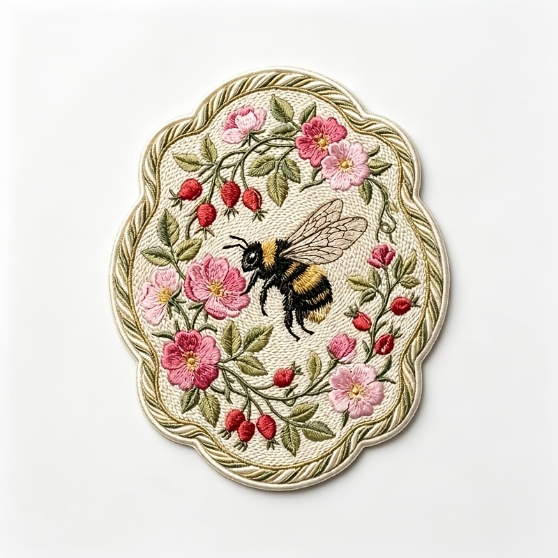 TEMU 1pc Retro Embroidery Patch, Lace Oval Iron-on Patch