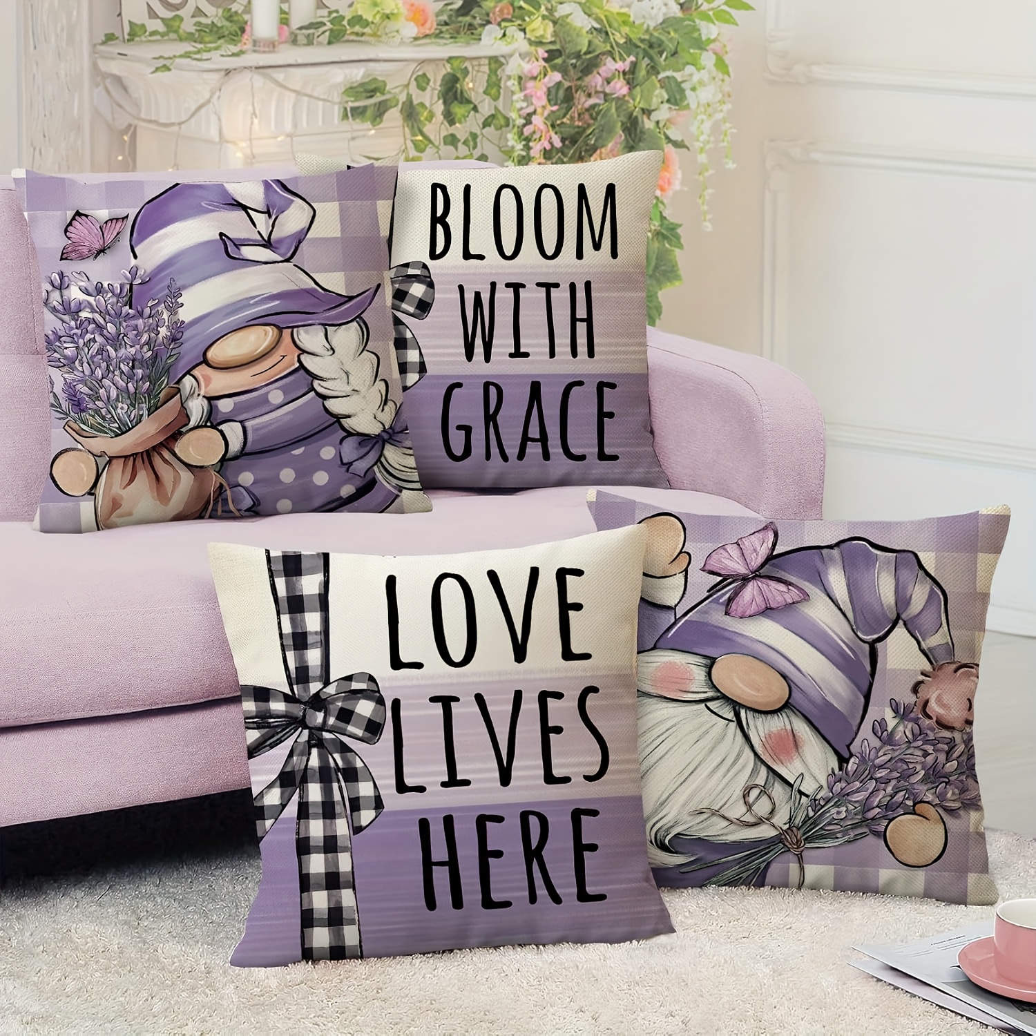 spring/summer dwarf throw pillow covers elegant blooming Temu