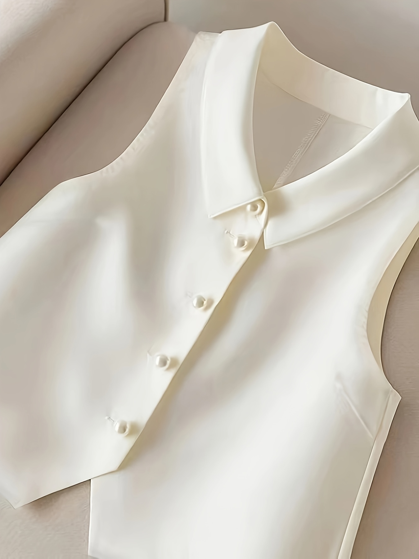 Camisa Casual Sin para Mujer Botones con Cuello Tela No  Transparente Lavable a Máquina para Verano Otoño, Diseño d