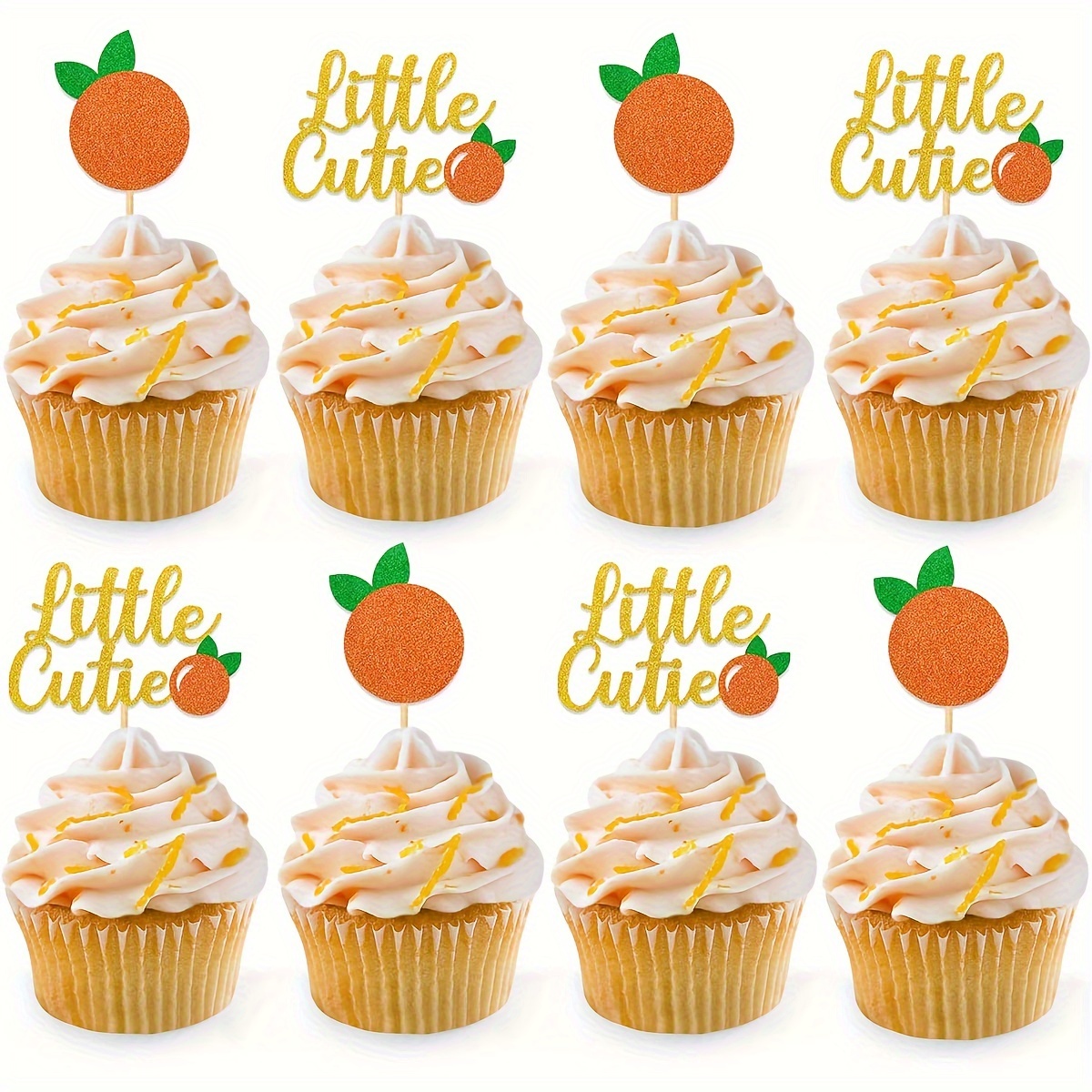 

12pcs Cute Orange Glitter Cupcake Toppers - Perfect For Baby Shower & Birthday Parties, Clementine Themed Decorations Cake Topper Decorations Cake Decoration Accessories