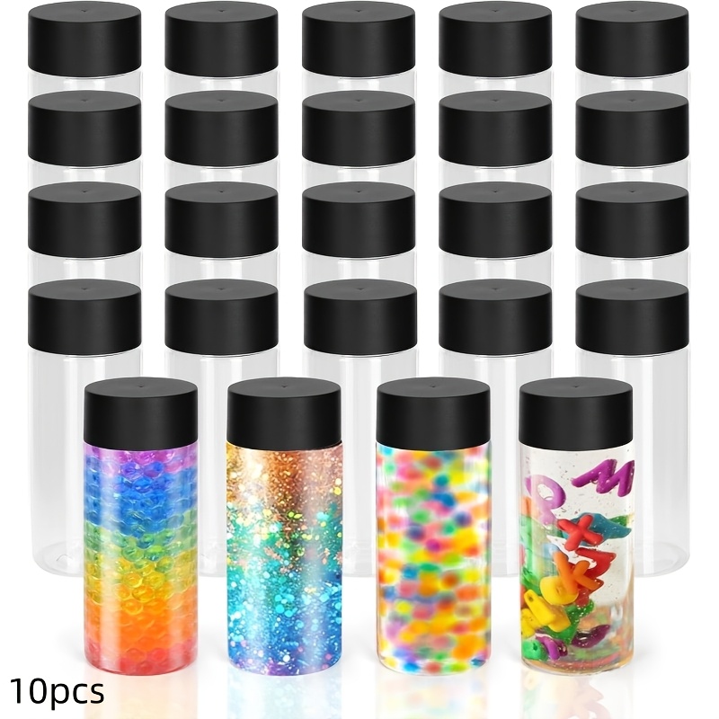 10pcs Clear Plastic Empty Bottles With Caps | 180ml Reusable Leak-proof Containers, Suitable For Sensory Crafts And Party Favors