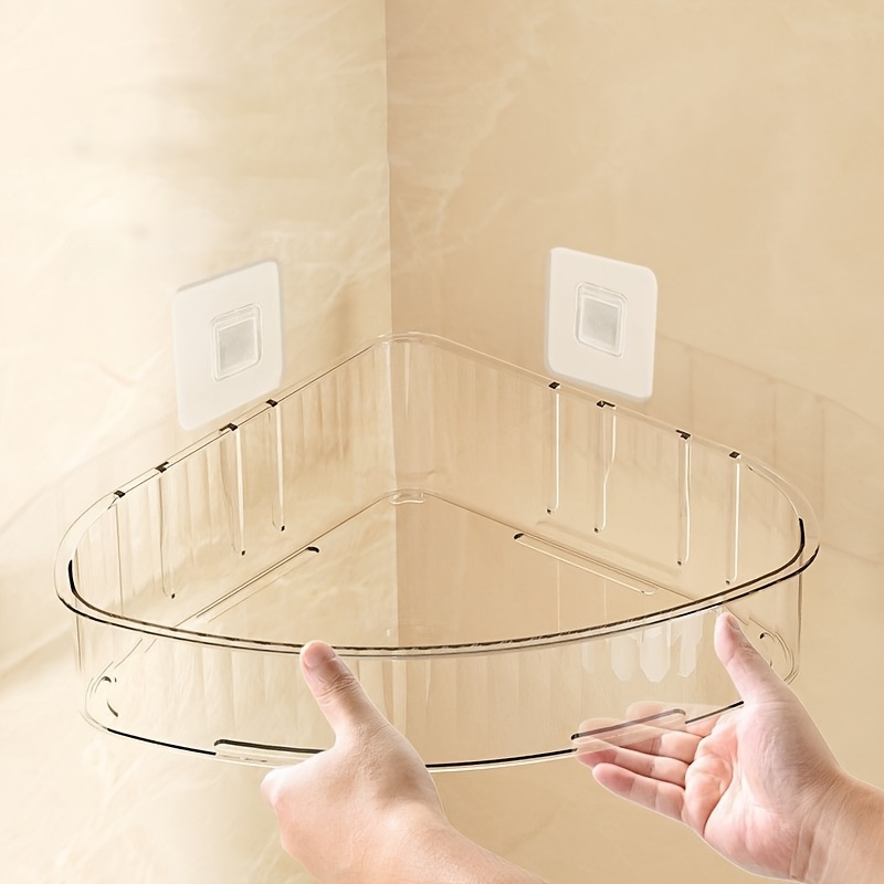E-shop Transparente Eckregale, Badezimmer-Dreieck-Aufbewahrungsregal, Bohrfreie Wandmontage mit Klebeband für die Aufbewahrung von Hautpflegeprodukten