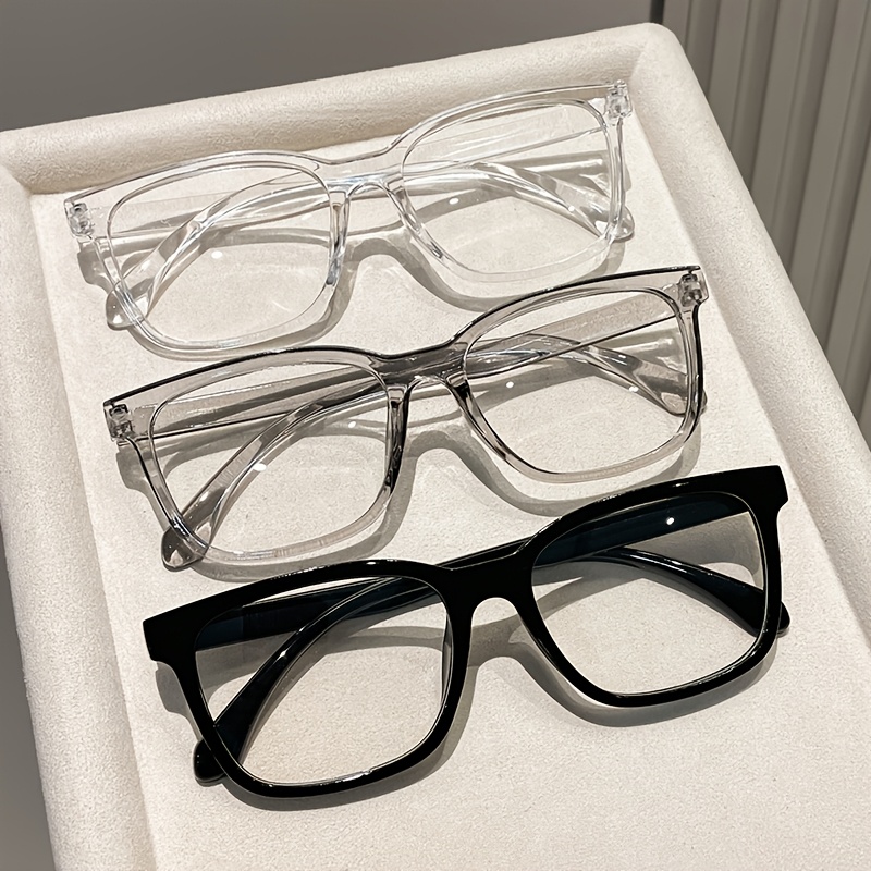 Image of 3pcs 3pcs Unisex Square Full-rim Glasses Suitable For Daily Wear, Street Photography, & Weekend Outfits - Minimalist Round-the-clock Frame, Plastic Hinges, Natural-looking For , Casual Elegant Eyewear