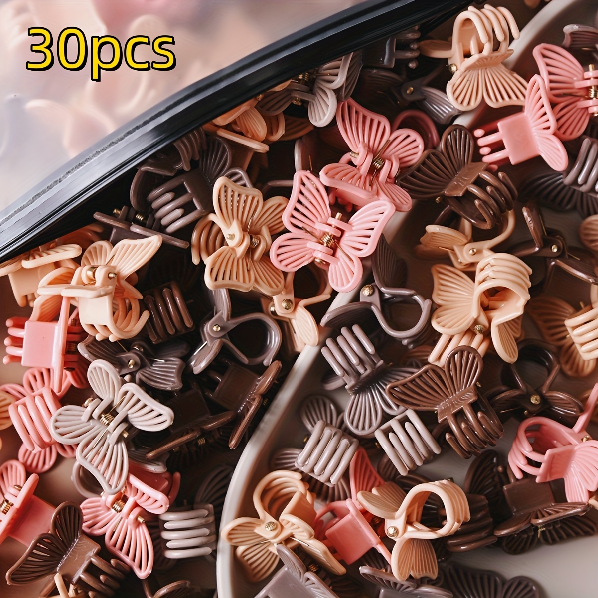 TEMU 30pcs Of -shaped, Hollow-out, Frosted Hair Clips For High Ponytails, Perfect For Securing Hair During Spring And Summer , Weddings, Parties, And Birthday Celebrations