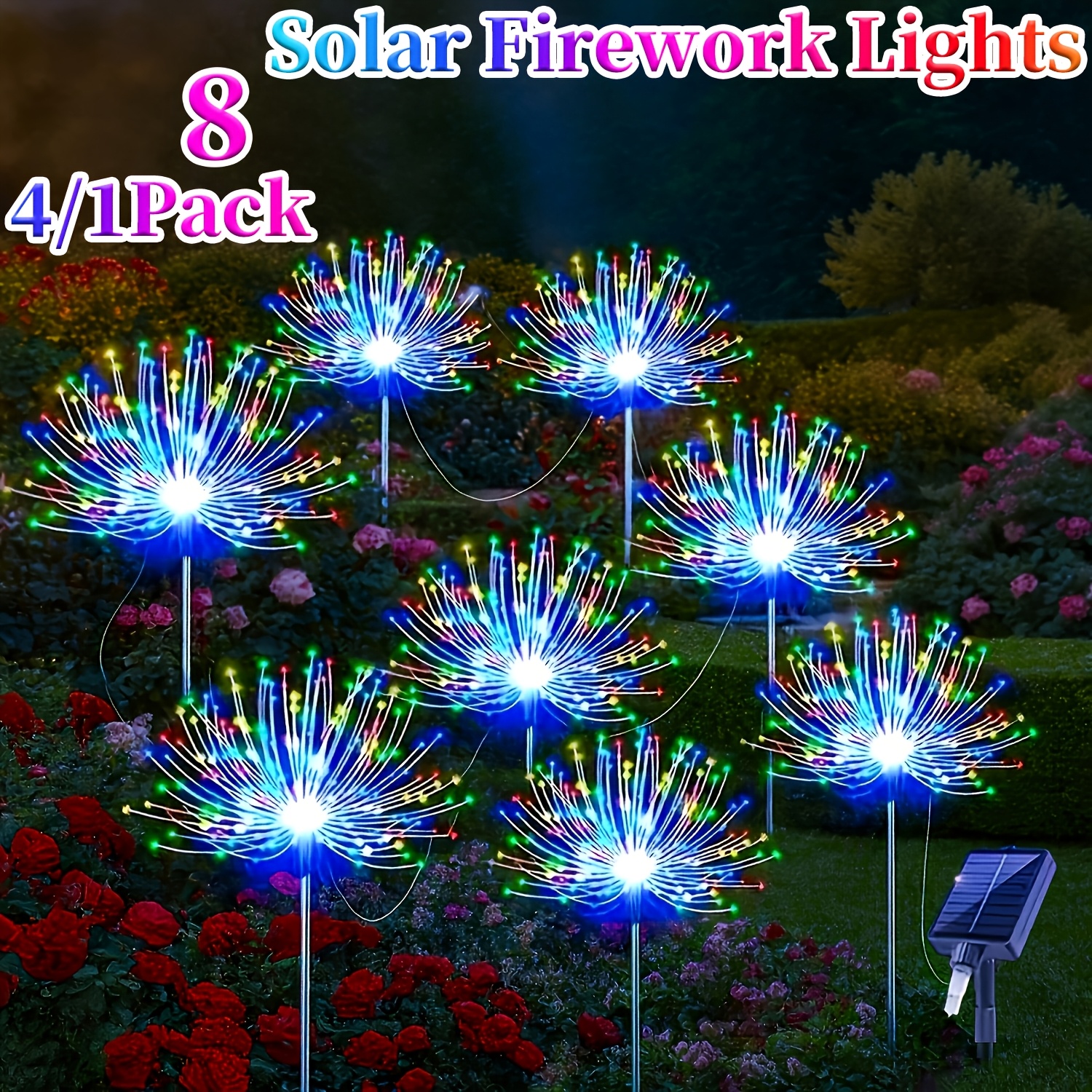 8pack480led 4pack320 240led1pack60led solar firework lights solar firework lights 8 mode solar garden decor lights ip65 solar fairy lights suitable for gardens courtyards   patios   lawns and   decorations