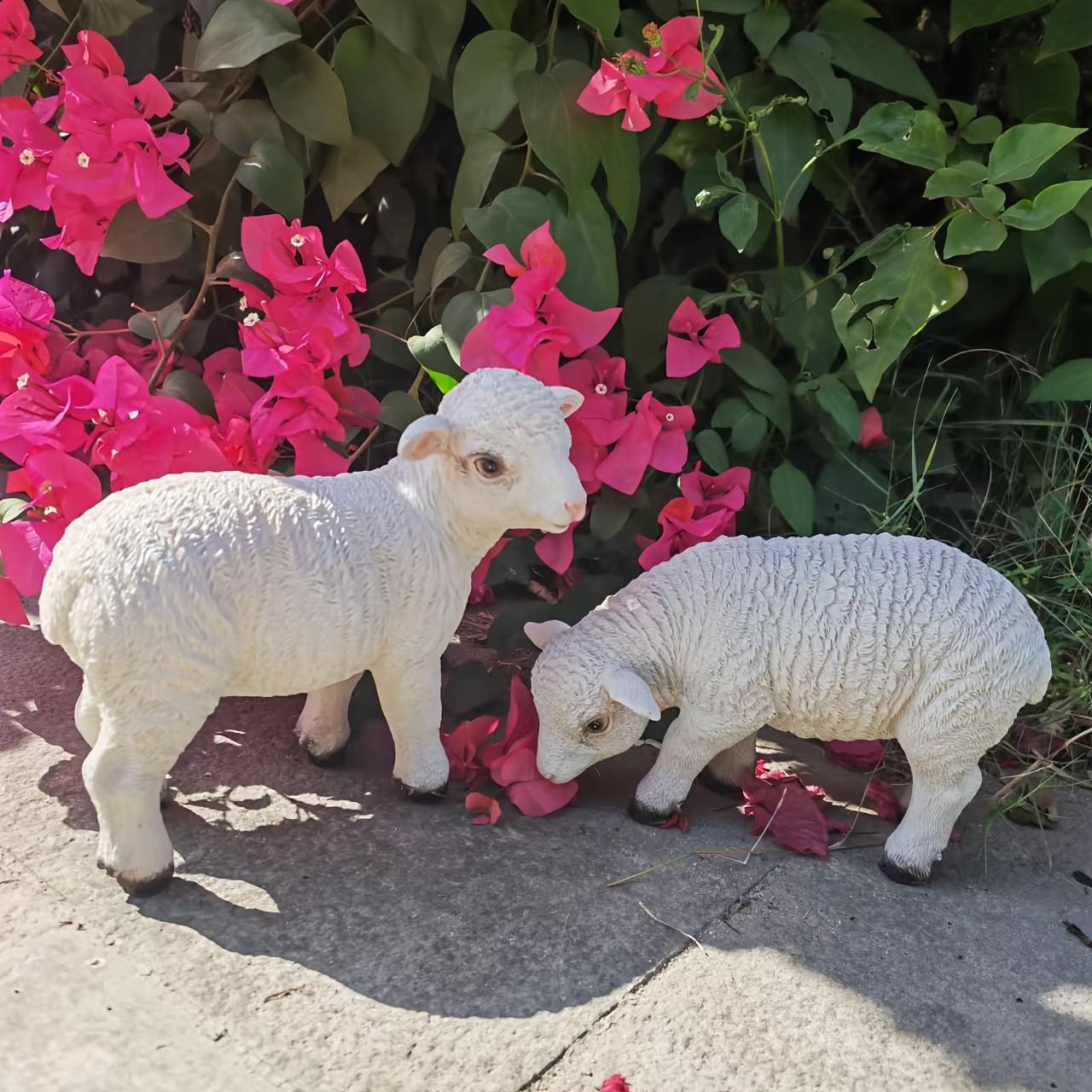 Image of 2pcs Cute Sheep Statue Ornament Flower Garden Garden Decoration Sheep Statue Ornament Room Entrance Tv Cabinet Decoration New Year's Festival Gift Handmade