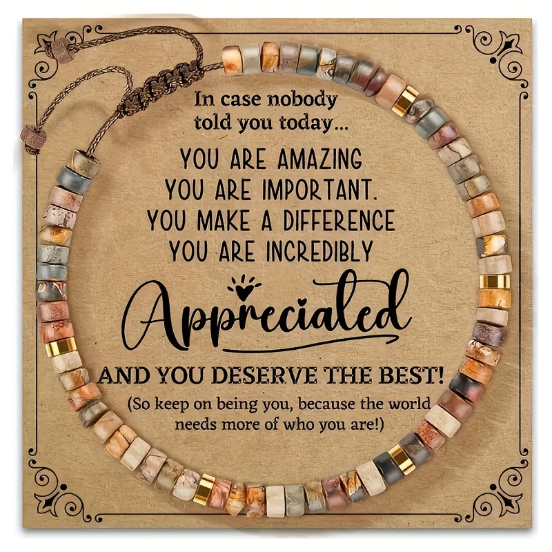 TEMU 1pc Of Women's Inspirational Jewelry Gift, Natural Stone Rope Bracelet, Handmade, Adjustable Size, Inspirational Jewelry Gift For Girlfriend And
