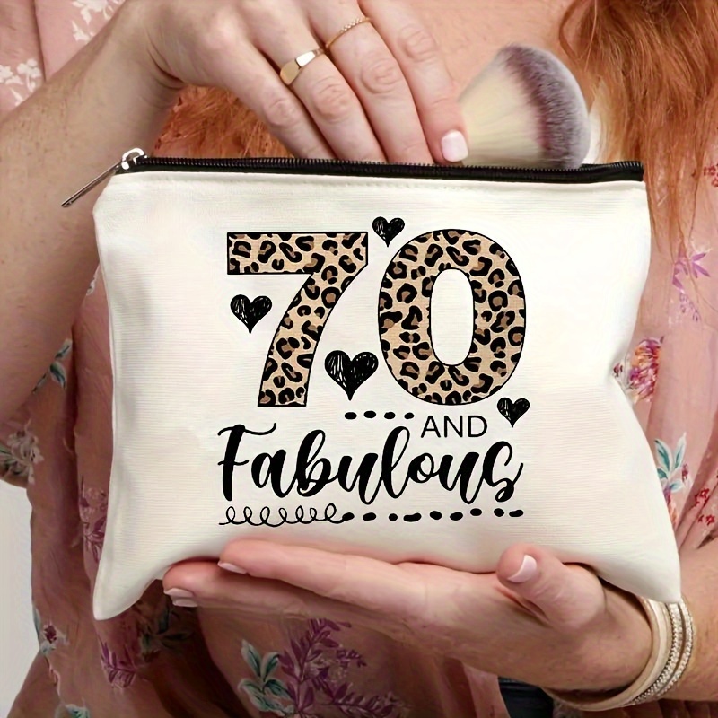 

1pc Funny 70 Years Old Makeup Bag, Leopard Print 70th Birthday Gifts, Happy Birthday Gifts For Mom Sister Aunt Grandma