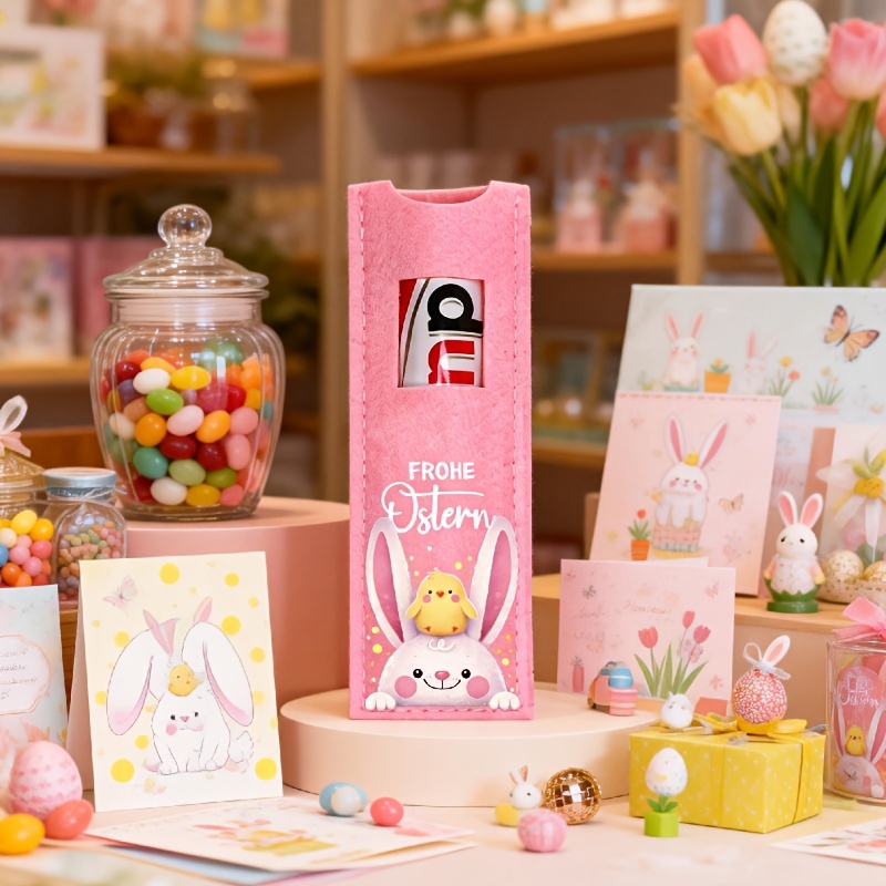 E-shop Geschenk für Sie/Ihn -Geschenktüten-Set: Deutsche Schokolade Filztaschen mit Hasen und Küken, geeignet für Weihnachtsgeschenke (Ostern, 's Day,