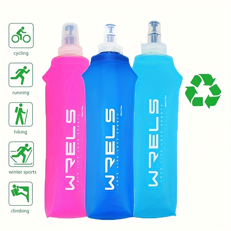 WRELS Soft Color Sports Water Bottle Professional Running Outdoor Narrow Mouth Nozzle TPU Food Grade Material Foldable for Convenient Off-Road Water Cup