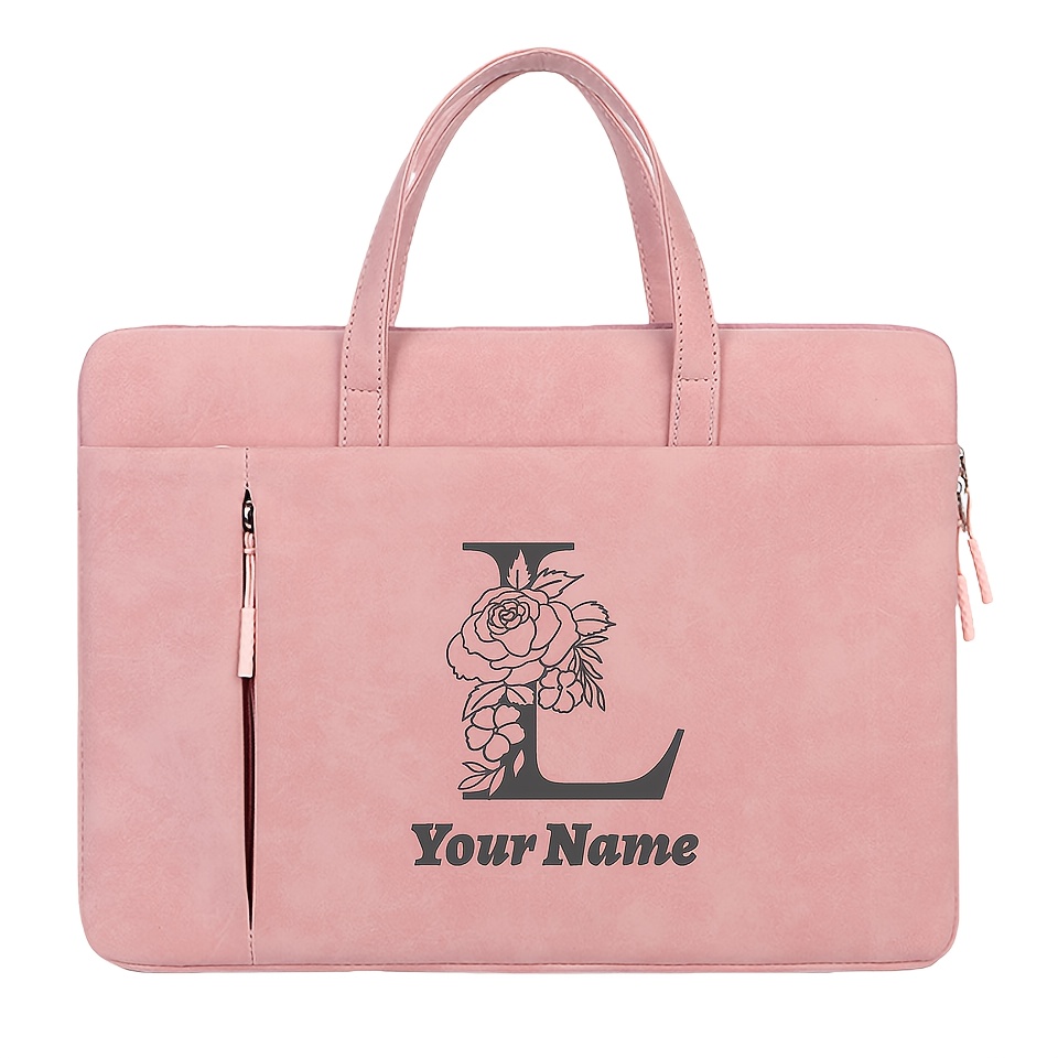 Customizable Pink Laptop Bag with Embroidery Option