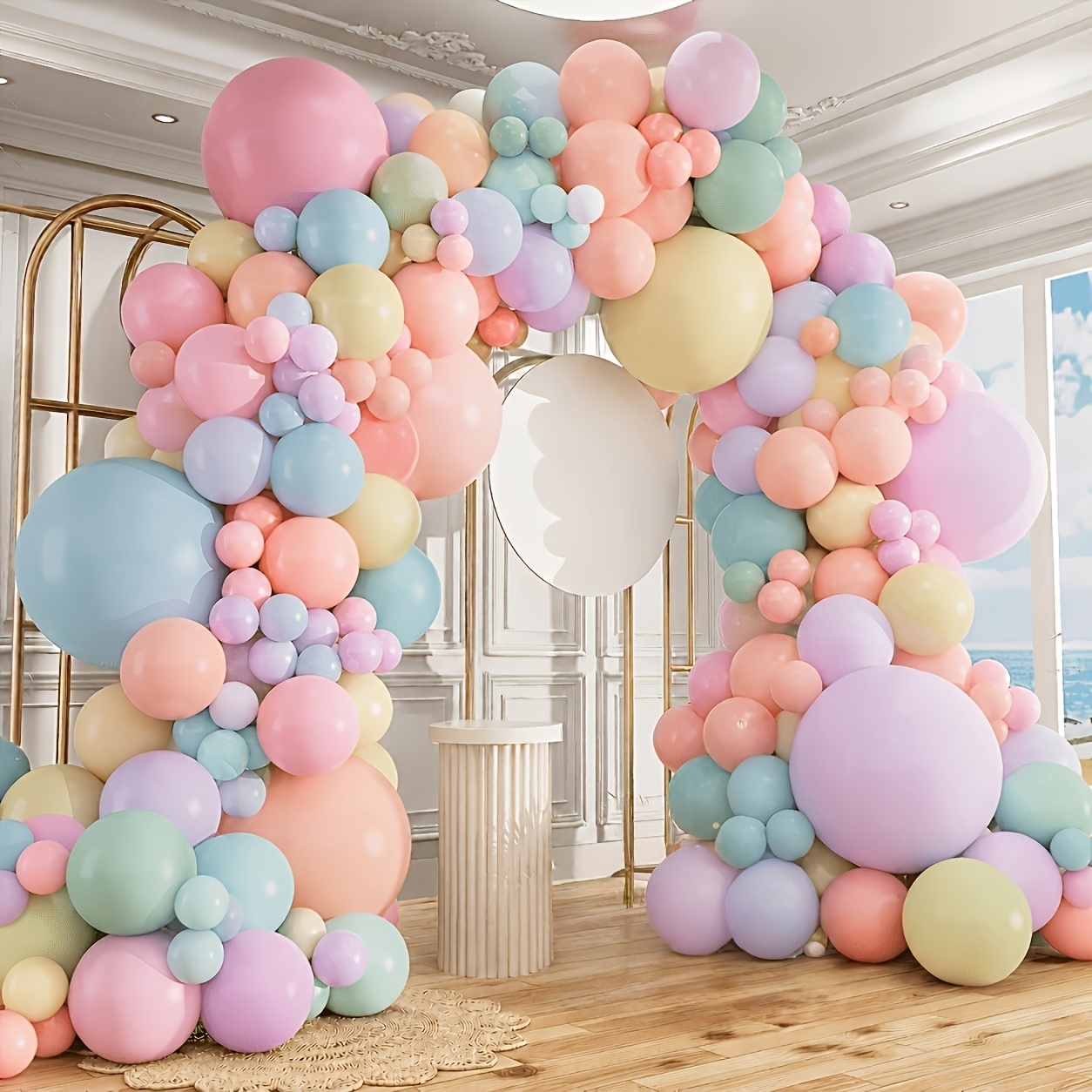 TEMU Juego de 131 globos de látex rosa, naranja, , , azul y verde en tamaños de 5/10/18 pulgadas. Decoraciones de bricolaje brillantes y coloridas,