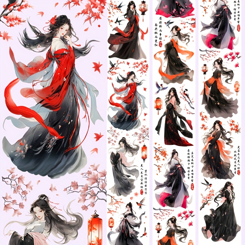 2m Roll Ancient Oriental Tape With Azalea Plum Patterns, Diy Scrapbooking Stickers, Journal Aesthetic Stationery Accessories