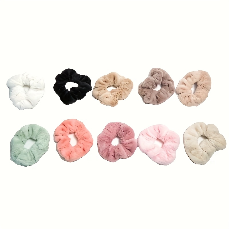 E-shop 10 Stück Damen Plüsch-Scrunchies Set, Minimalistisch & Süß Frisch - Stilvolle Haaraccessoires, Weich & Bequem, Vielseitig für & Pendeln, Ideal