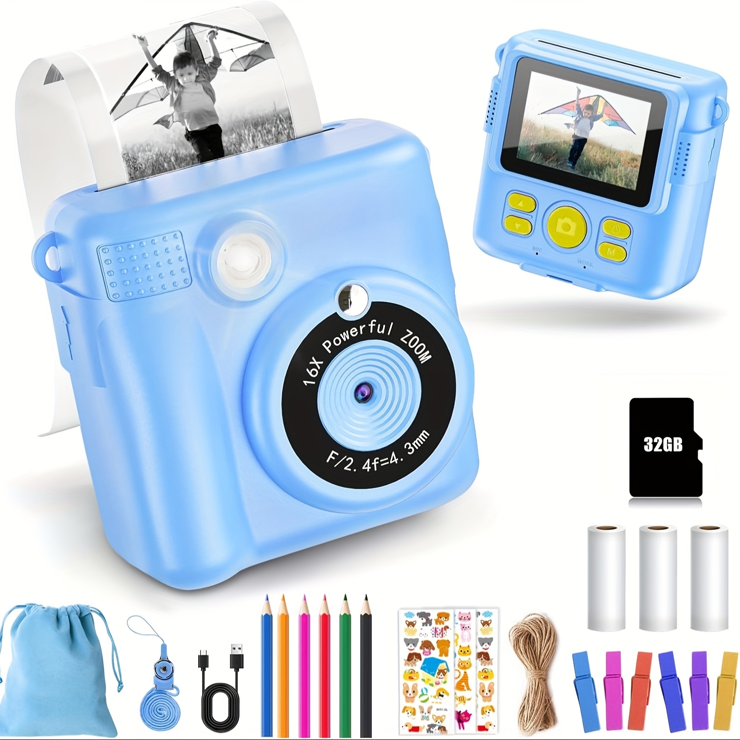 TEMU Instant Printing Camera, Portable Multifunctional Photo Printing Camera, High-definition Digital , Suitable For Christmas, Birthdays, Halloween,
