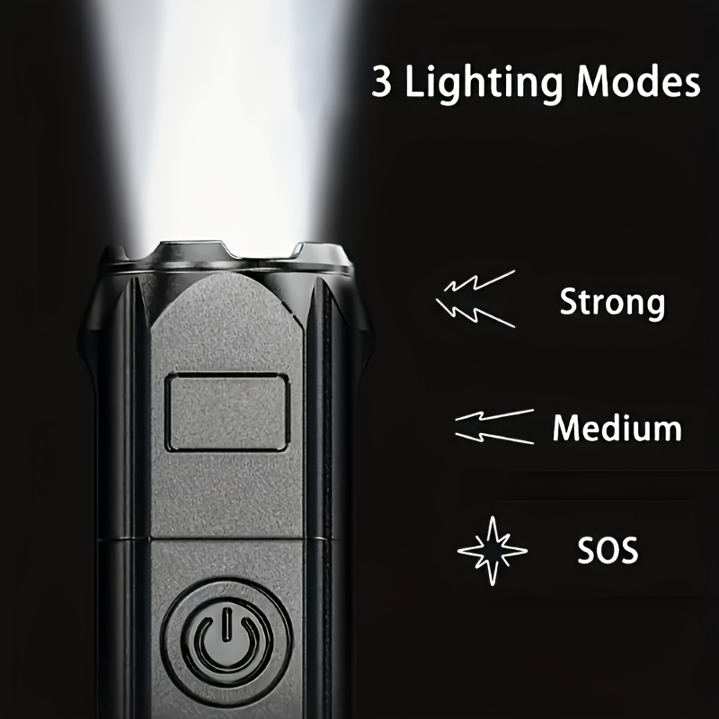 1pc Rechargeable LED Flashlight, Portable Mini Type-C Charging with 3 Modes