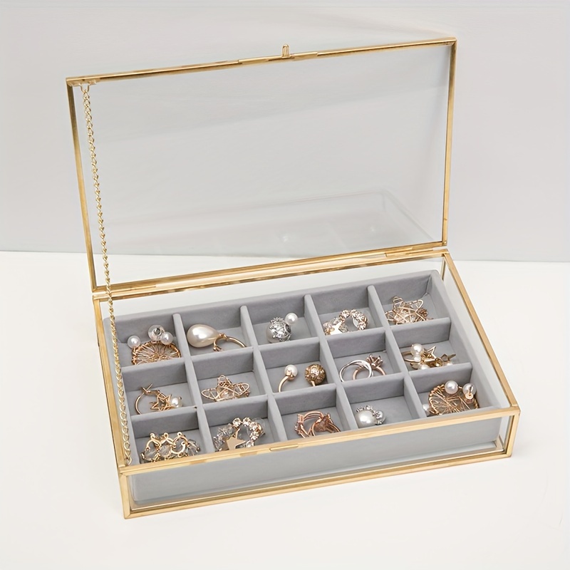 

Brass & Clear Jewelry Organizer Removable - Dustproof Display Case For , , Necklaces |