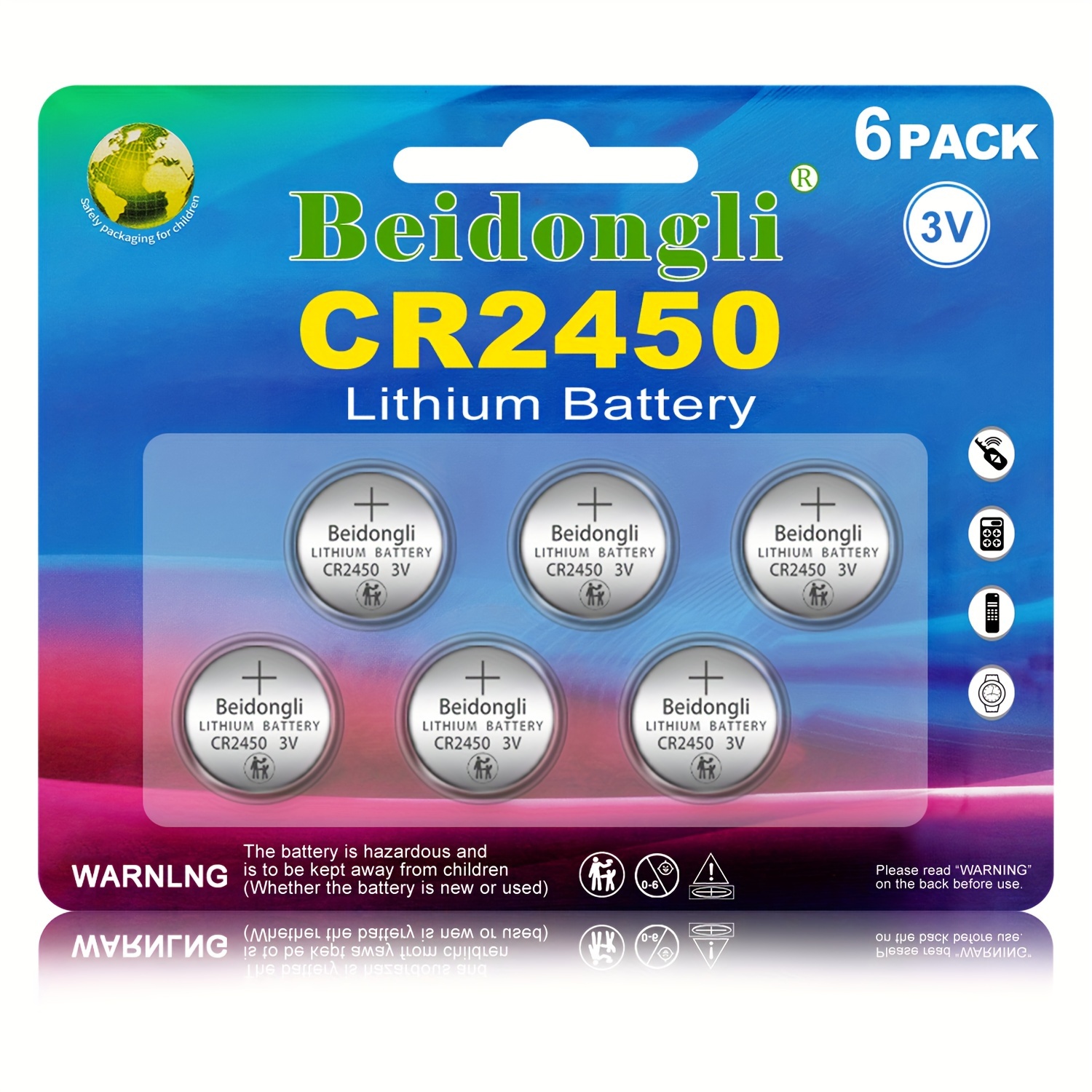 5 Piles Bouton CR2450 3V - Lithium, Pour Montres, Calculatrices, Jouets - Longue Durée De Vie - 13