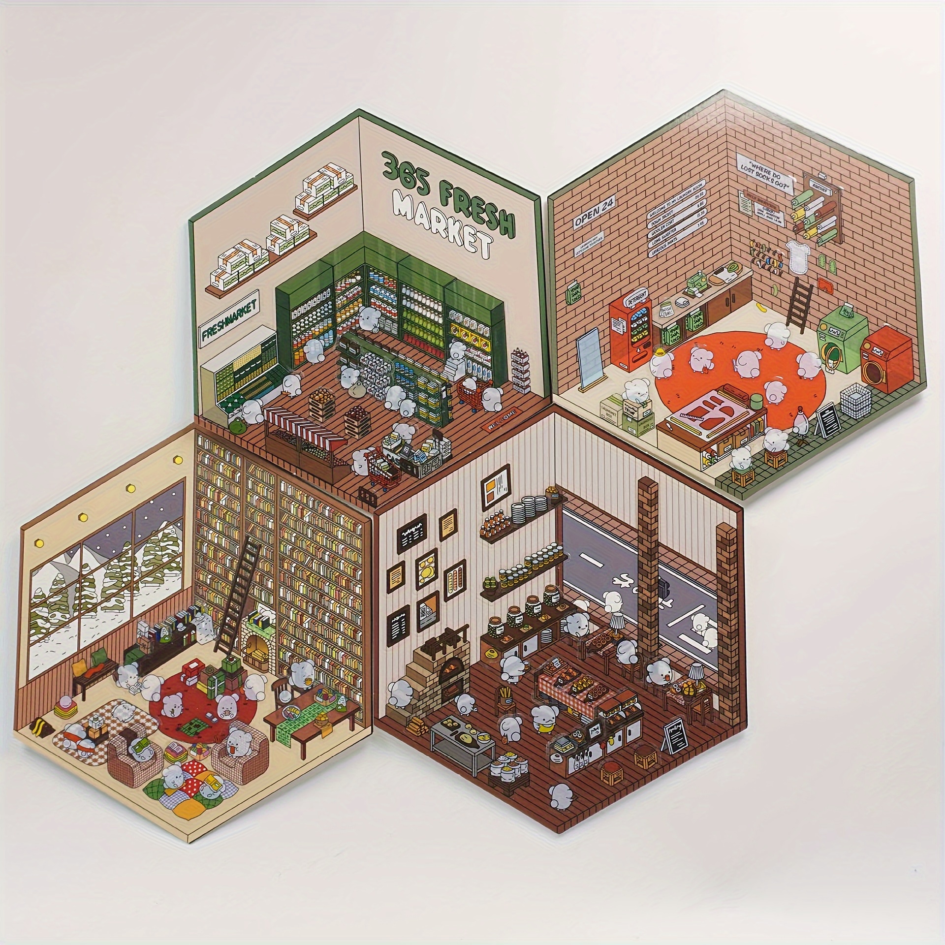 

Autocollants Maison 3D DIY - Réutilisables, Kit d'Artisanat de Couleurs Mélangées pour Adultes | Créez Votre Scène de Buanderie, de Proximité, , , pour l'Hiver, le An