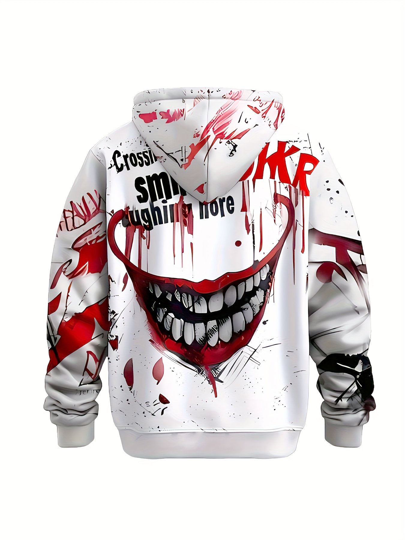 Men'S Joker 3D Print Hoodie - Casual Sporty Fitness & Outdoor Sweatshirt with Drawstring Pockets, Stretch Knit Fabric, Regular Fit for Spring, Fall, Winter Streetwear